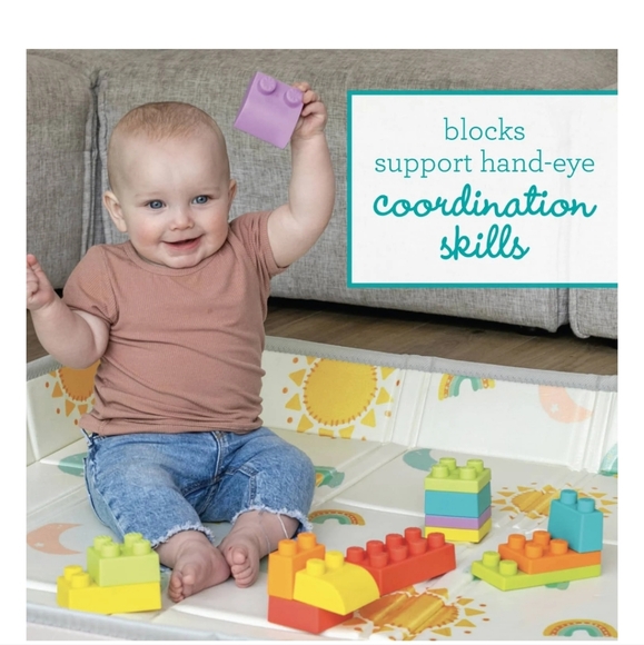 Infantino 45" Foldable Foam Playmat and 14-Piece Soft Building Blocks baby - Picture 10 of 10